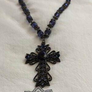 Elegant Purple Cross Pendant Necklace